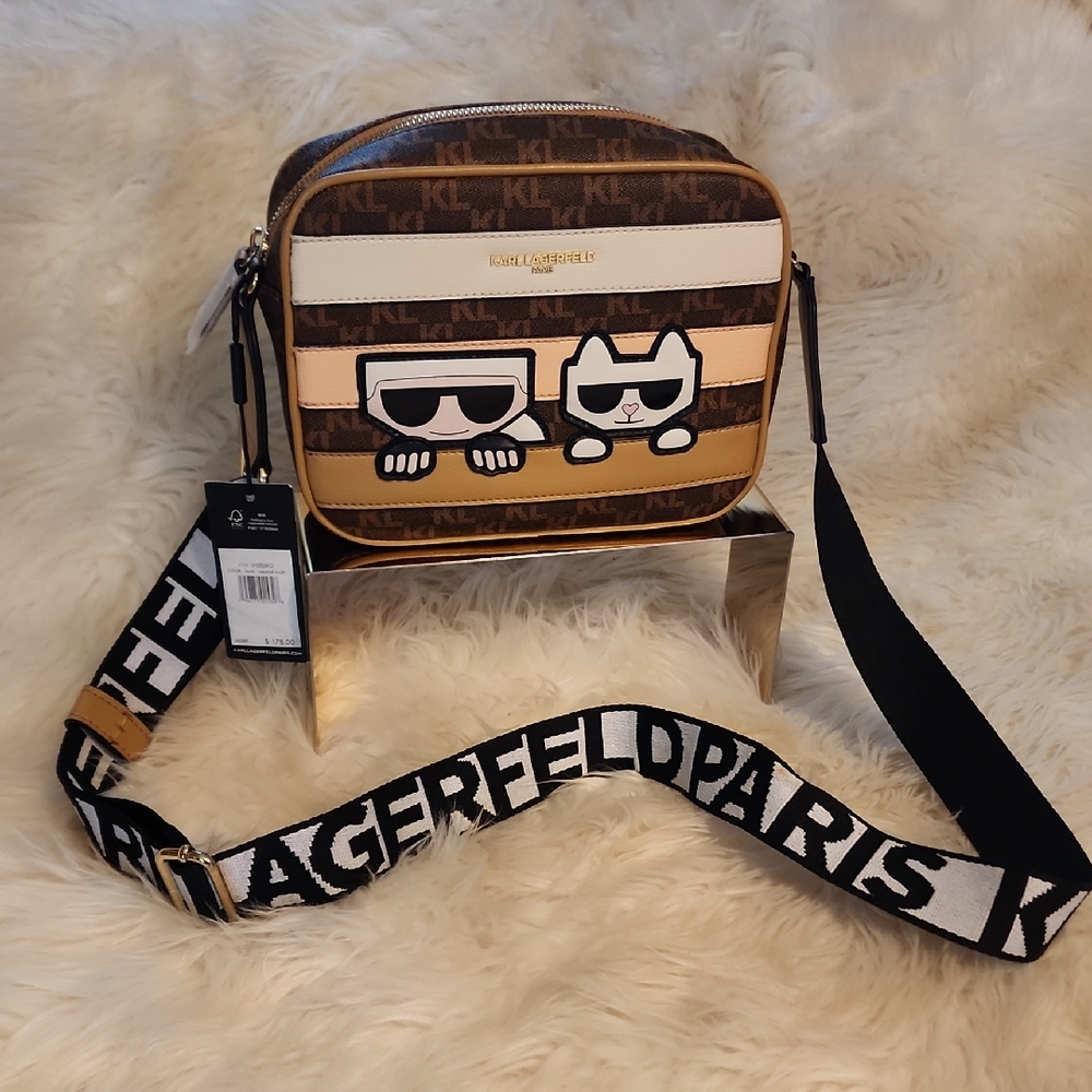 NWT.. Karl Lagerfeld Paris Maybelle Crossbody featuring Karl and Choupette